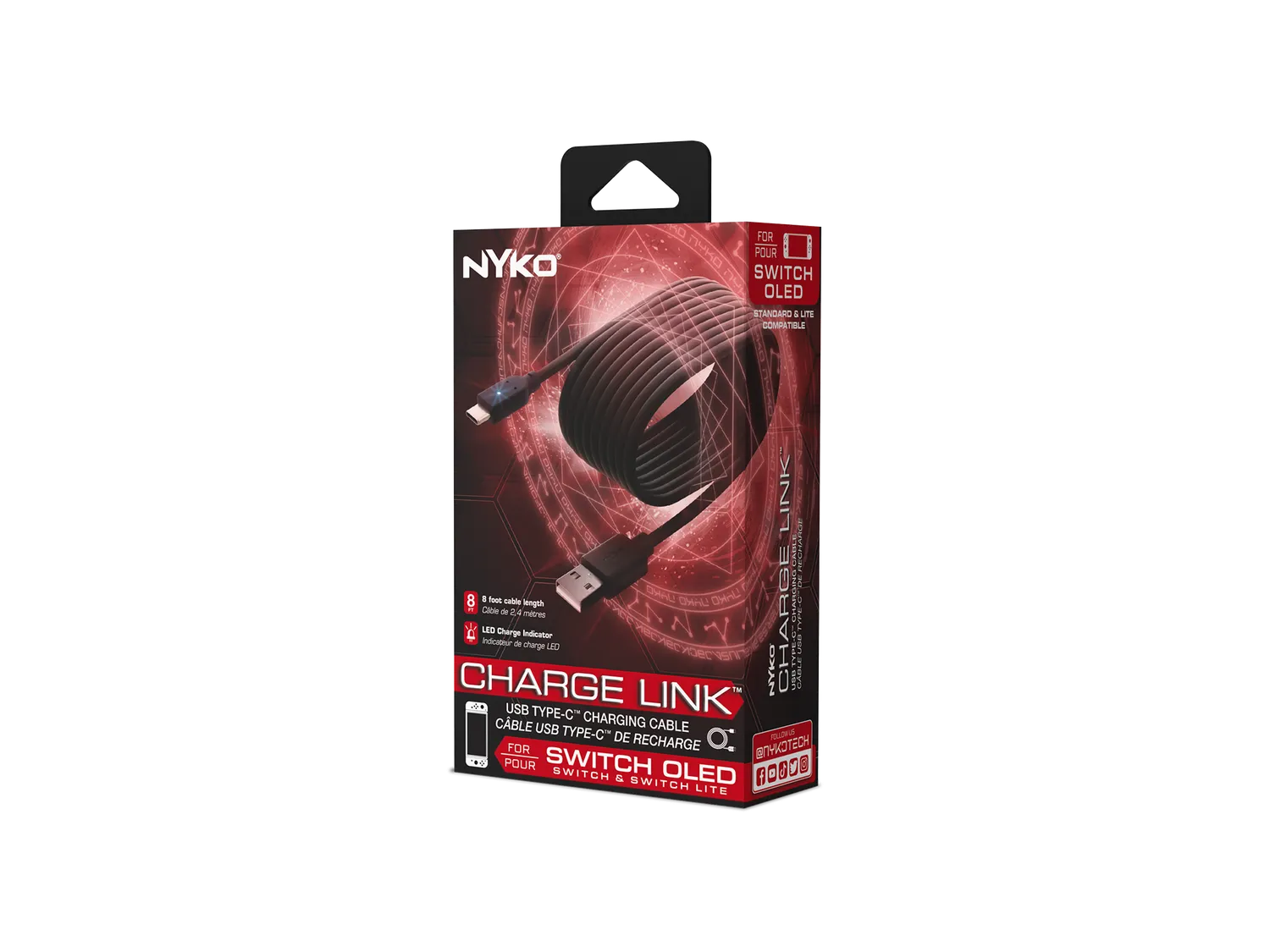 Nyko Charge Link câble USB-C charge Switch 2,4 m LED