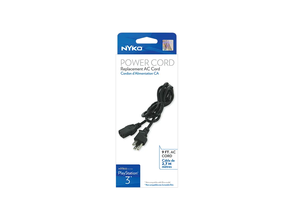 Nyko Power Cord câble alimentation PS3 fat 2,7 m