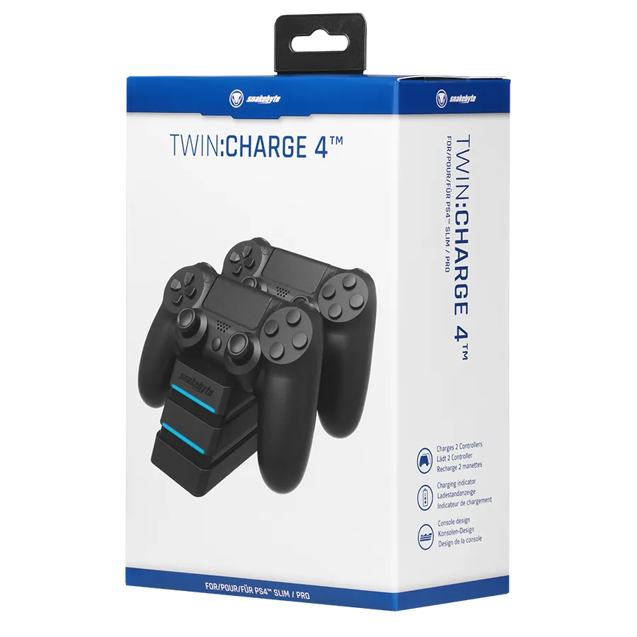 Snakebyte Twin:Charge 4 station recharge PS4 2 manettes noire