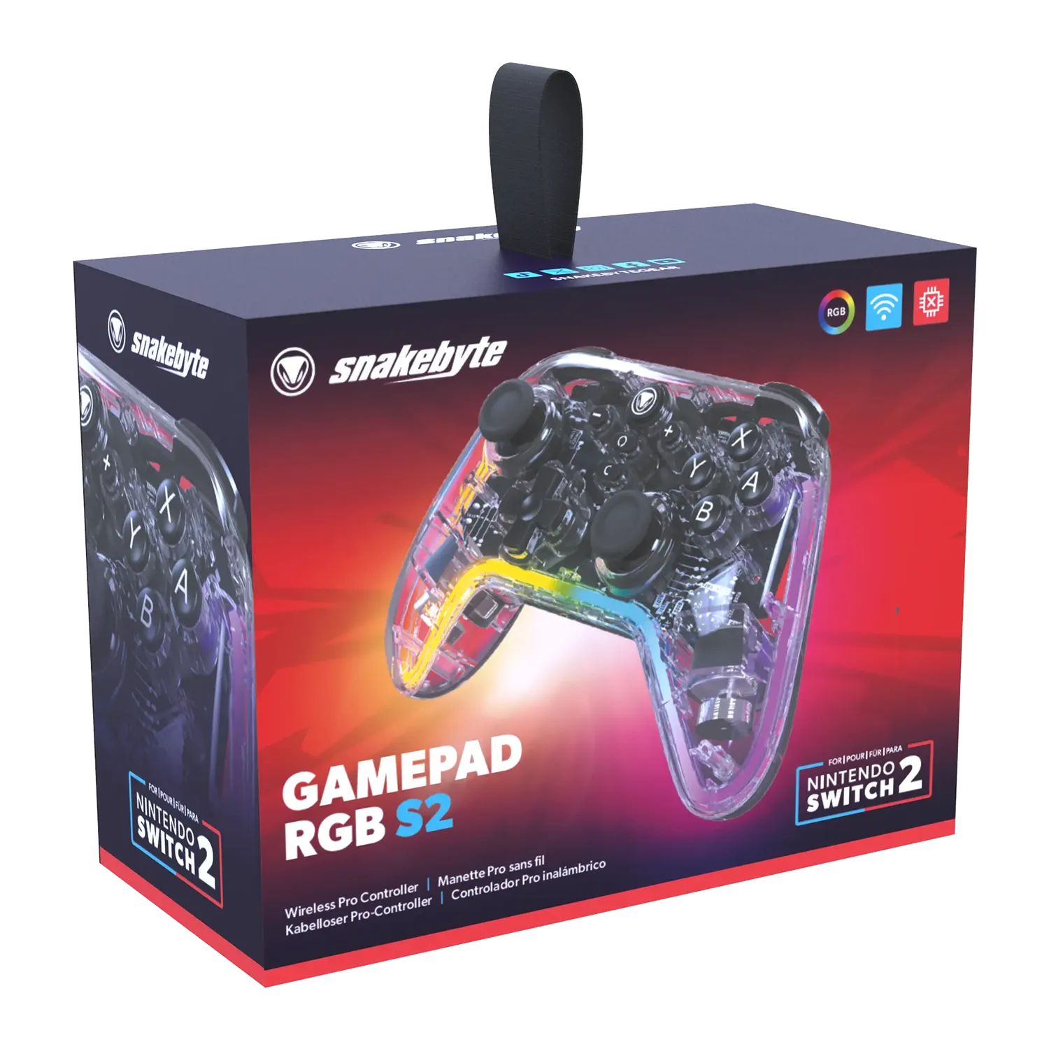 Snakebyte Gamepad Pro RGB S2 manette Switch 2 transparente