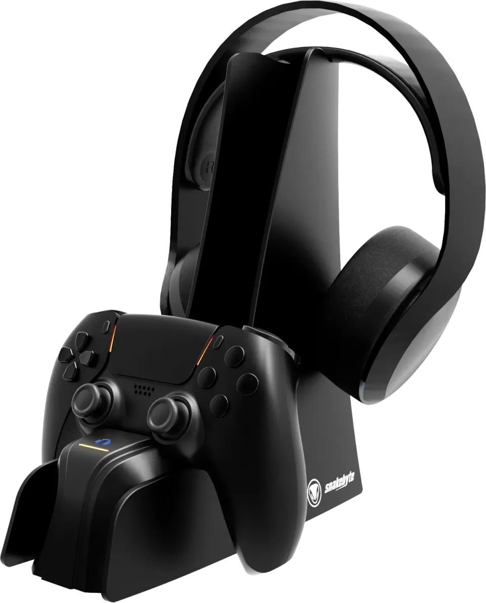 Snakebyte Dual Charge 5 station charge PS5 noir support casque